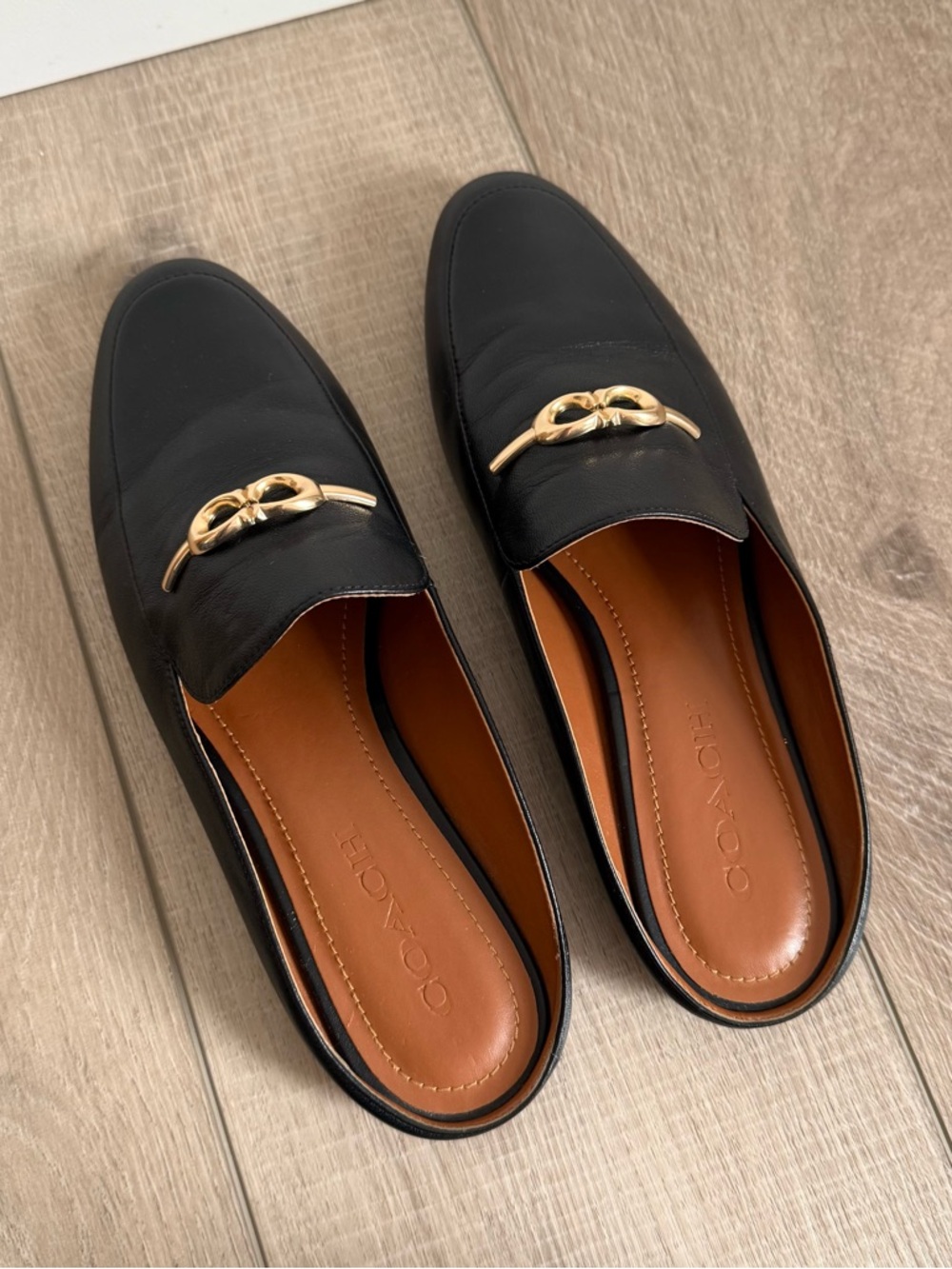 COACH Black Loafers w/ Gold Accents